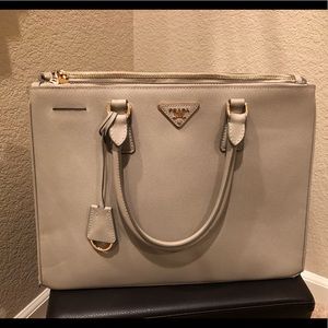Prada Double Zip Pomice gray saffiano $2400 + tax
